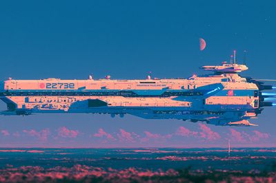 Retro Futuristic Starship Poster. poster