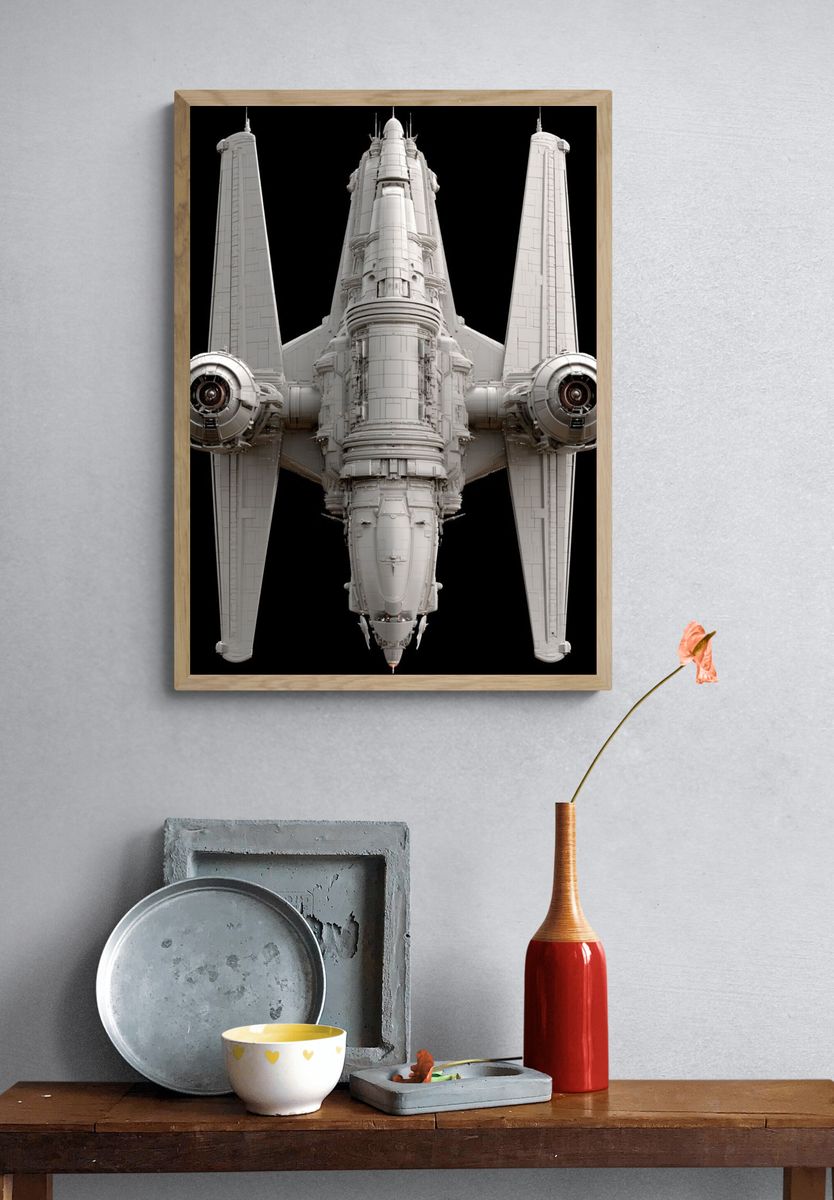 Starfighter Spacecraft Illustration Poster. — room view 3