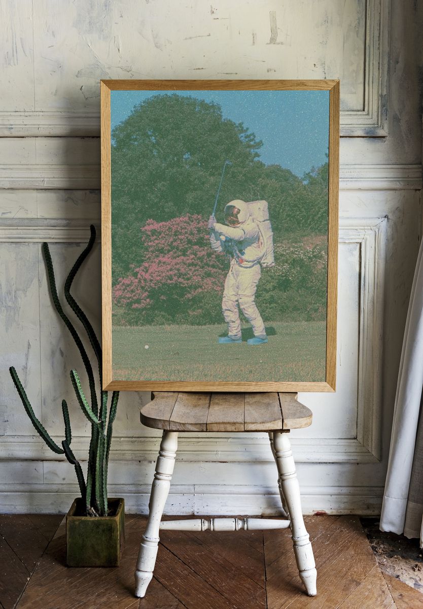 Astronaut Golf Scene Poster. — room view 1