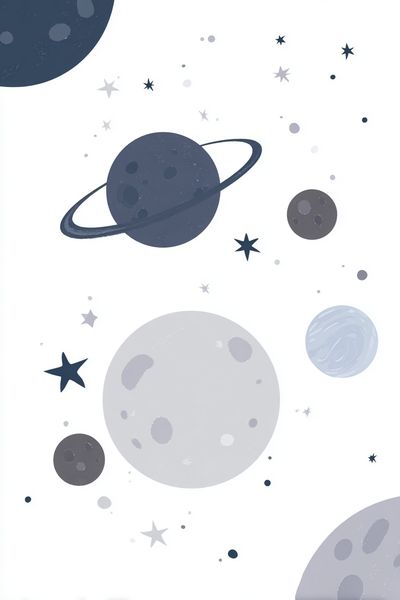 Pastel Space Planets Print.