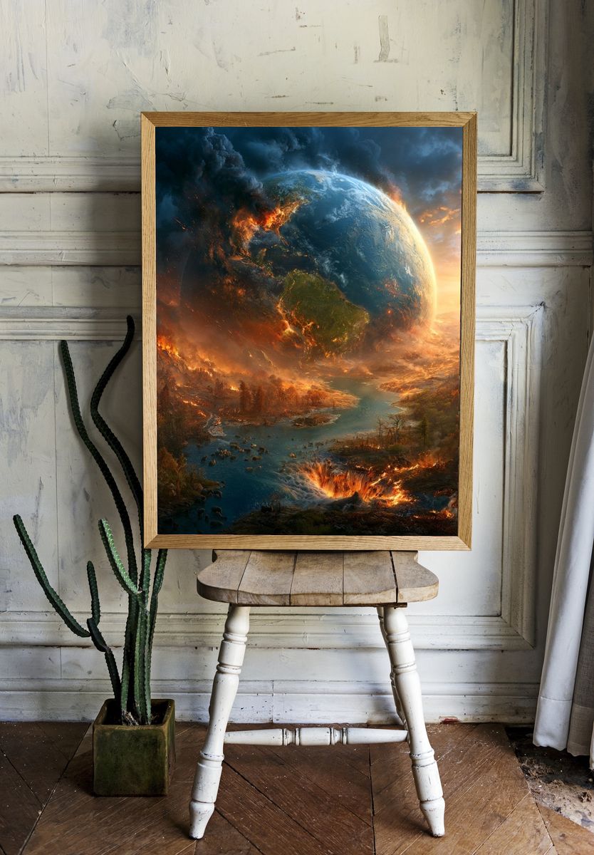Burning Earth Apocalypse Print. — room view 1