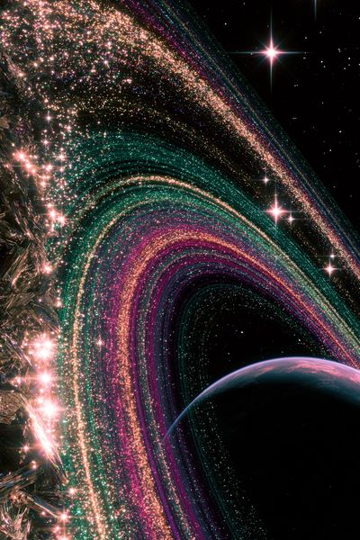 Cosmic Ringed Planet Print. poster