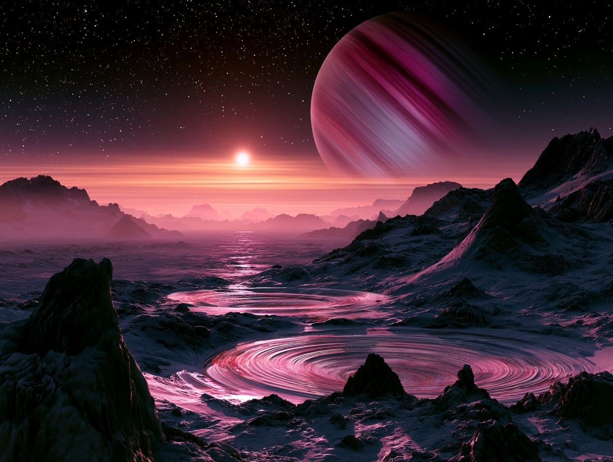 Cosmic Pink Planet Landscape Print. poster — space art