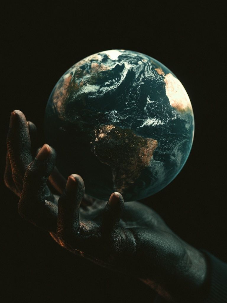 Earth in Hand Space Print. poster detail
