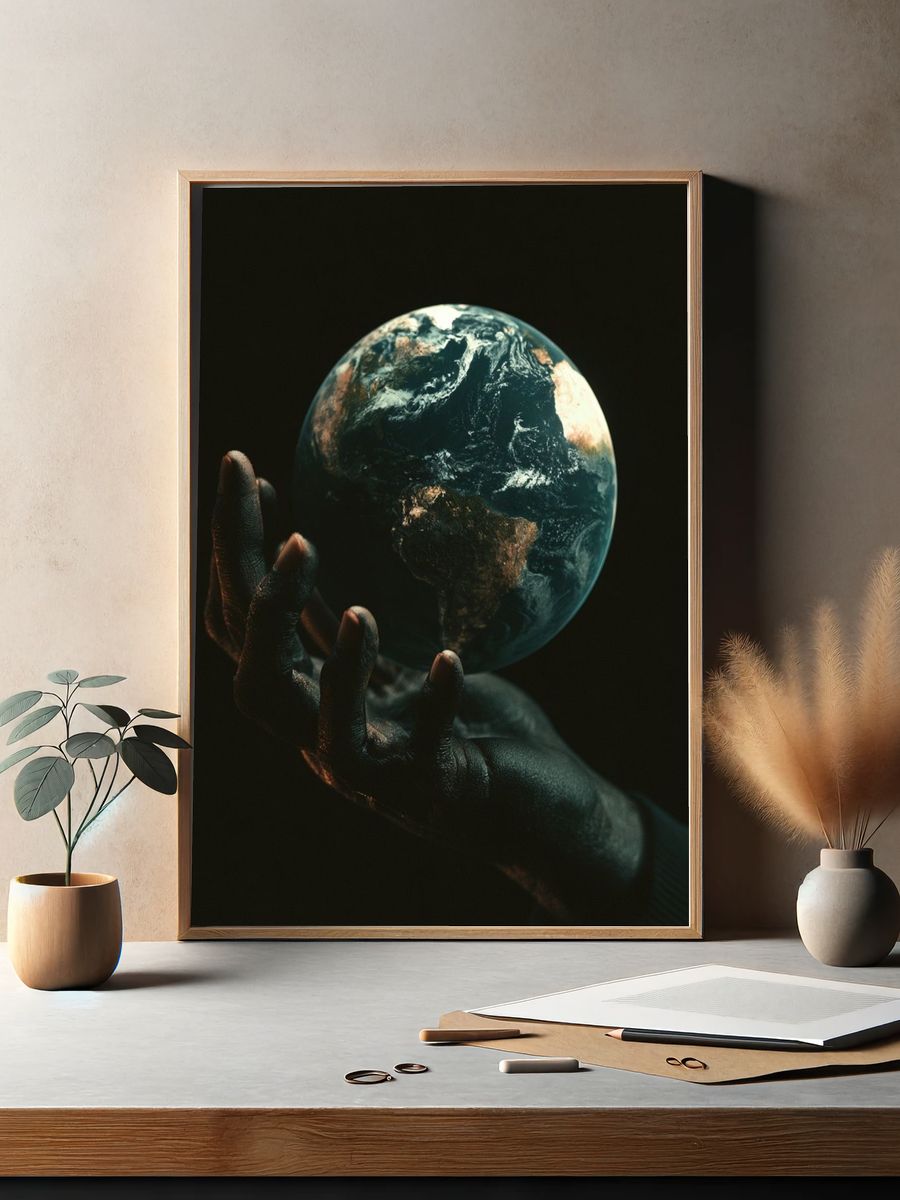 Earth in Hand Space Print. — room view 2