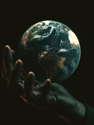 Earth in Hand Space Print. poster