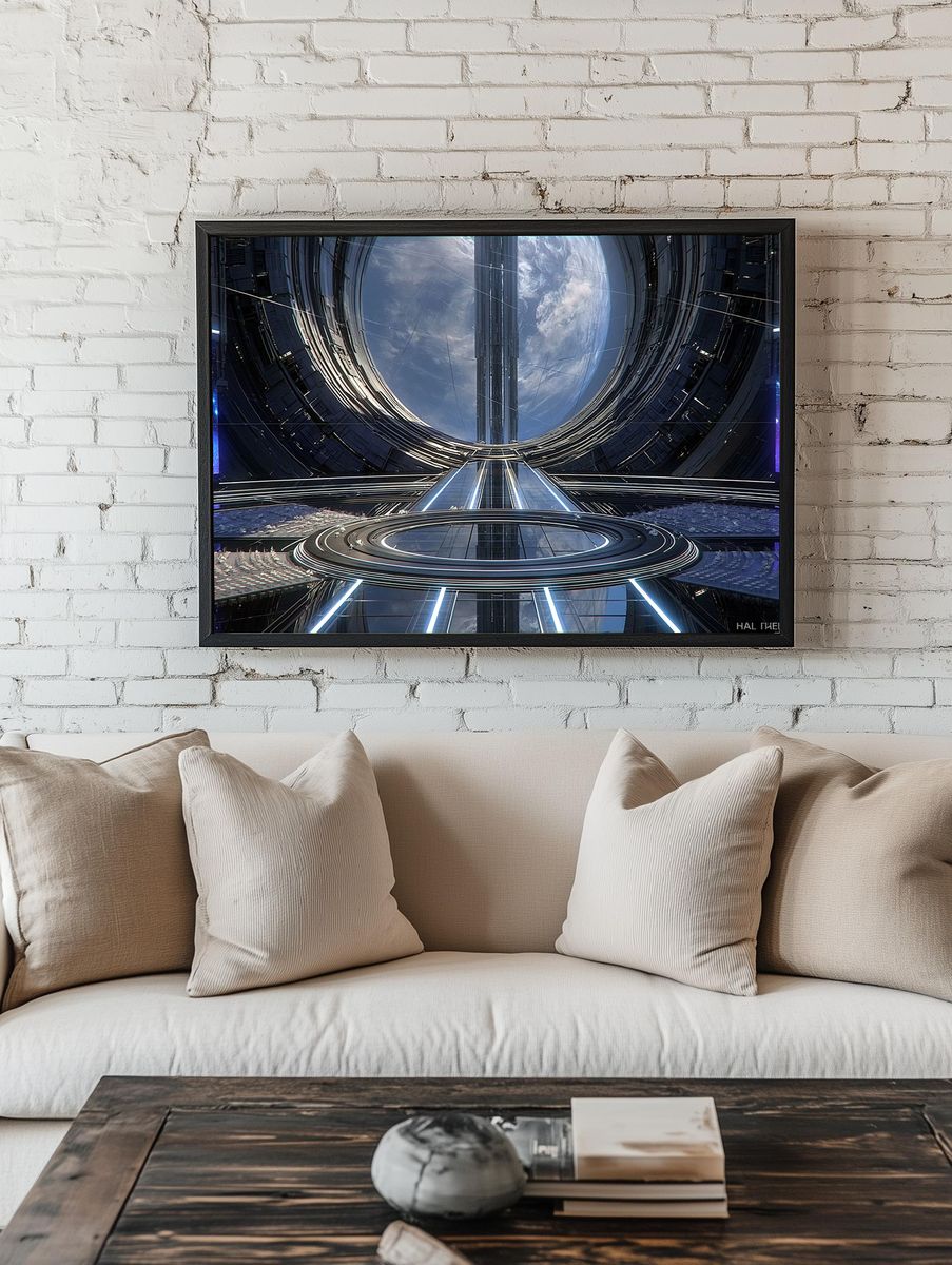 Futuristic Space Station Poster. — room view 1