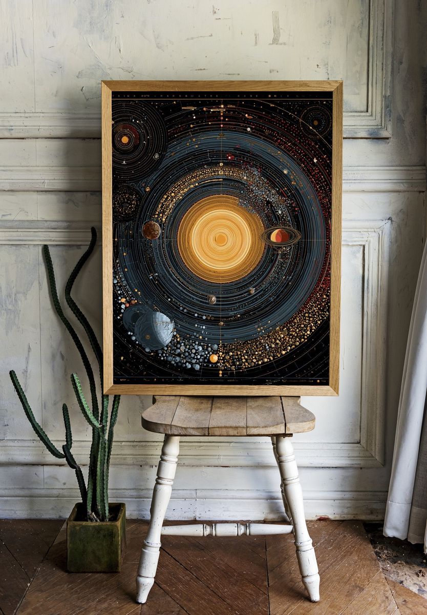 Solar System Orbit Illustration Poster. — room view 1
