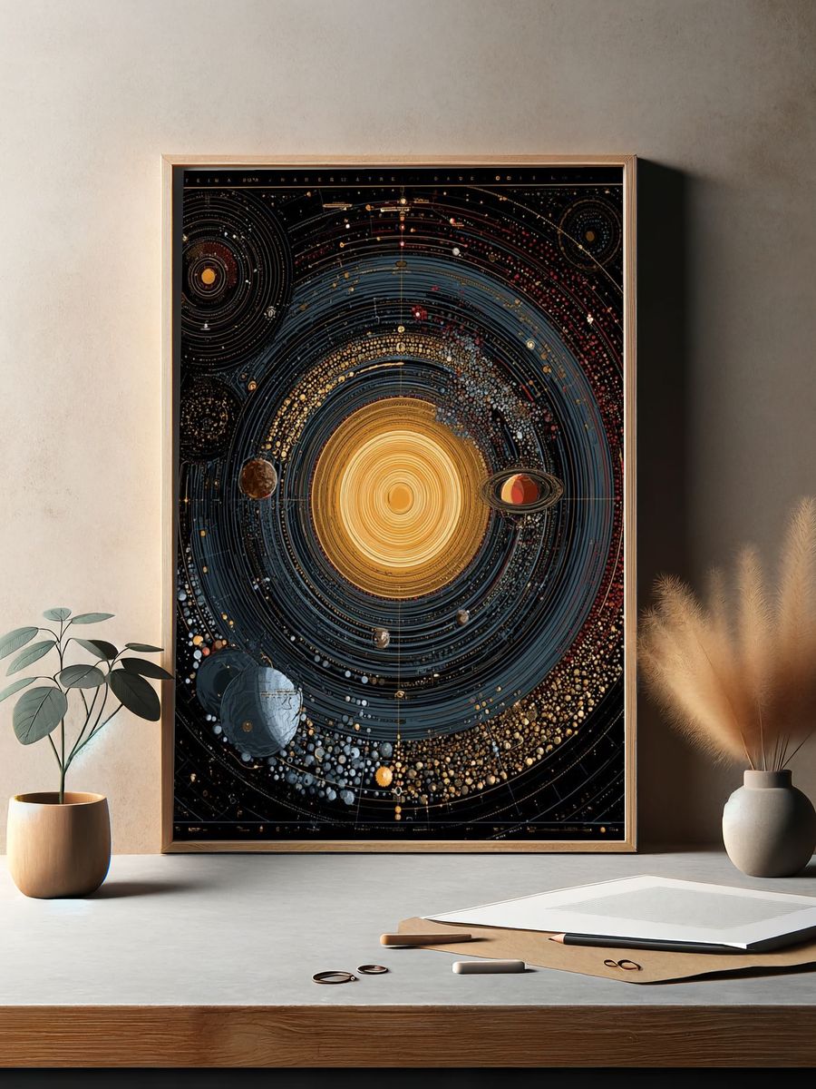 Solar System Orbit Illustration Poster. — room view 2