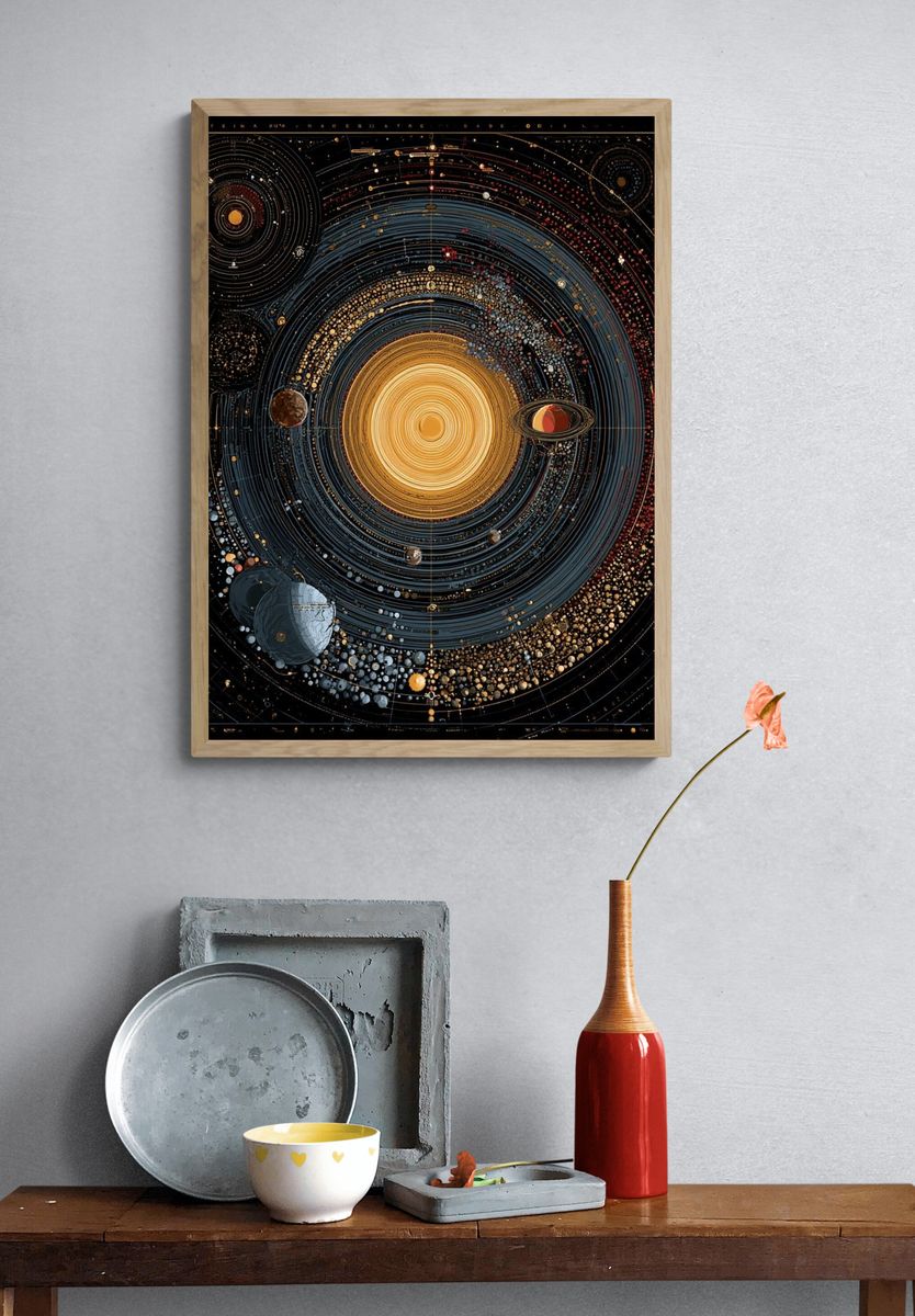 Solar System Orbit Illustration Poster. — room view 3