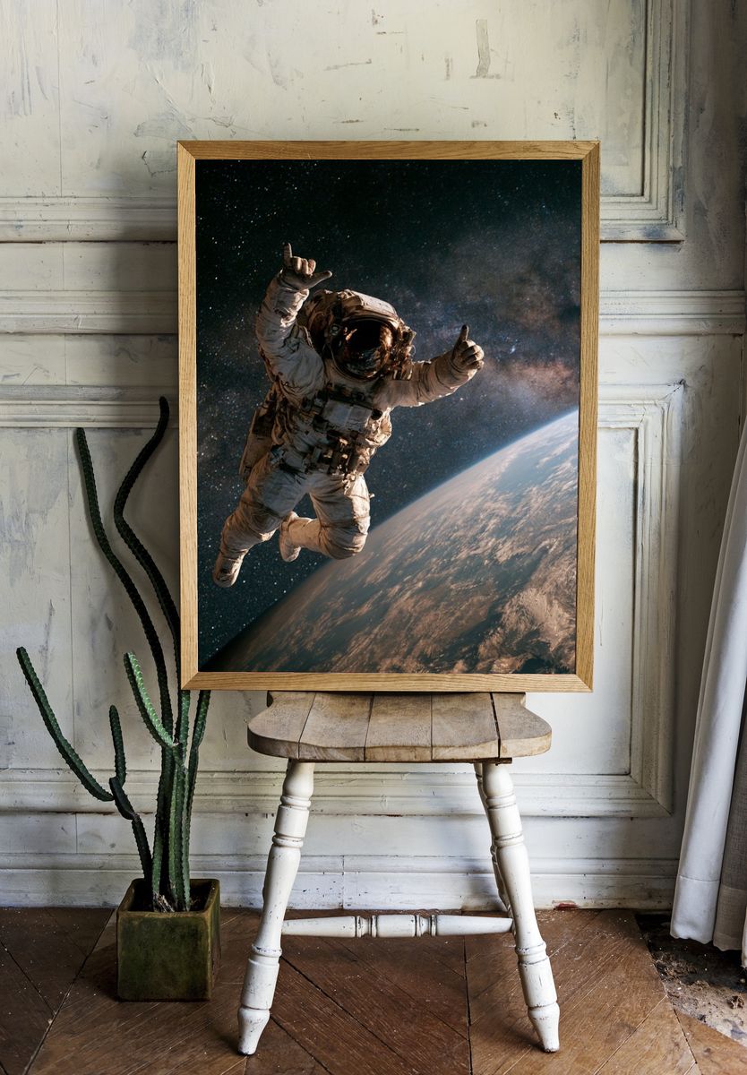 Astronaut in Orbit Space Poster. — room view 1