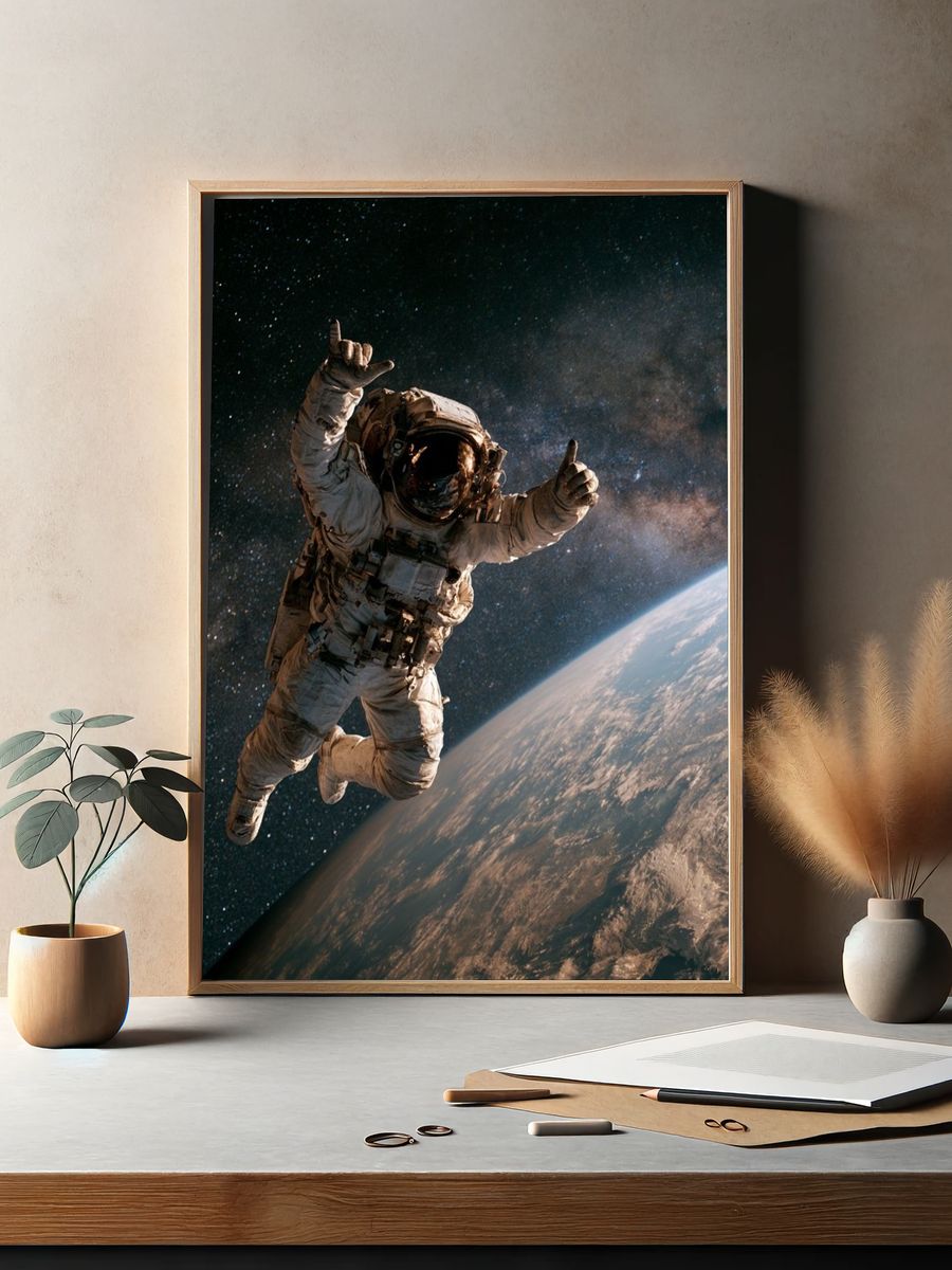 Astronaut in Orbit Space Poster. — room view 2