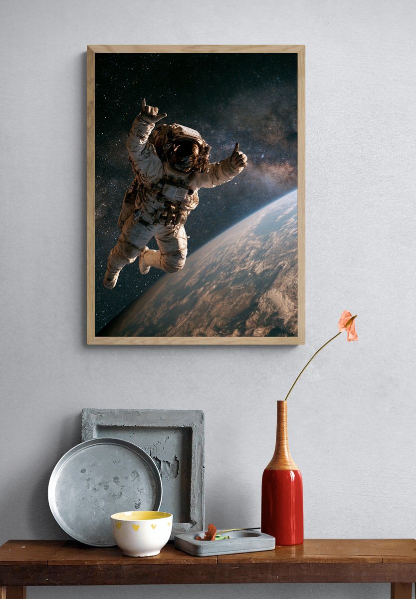 Astronaut in Orbit Space Poster. — room view 3