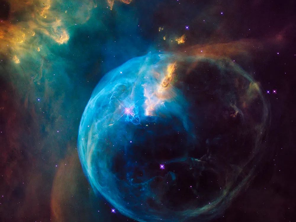 Hubble image Bubble Nebula, NGC. poster detail
