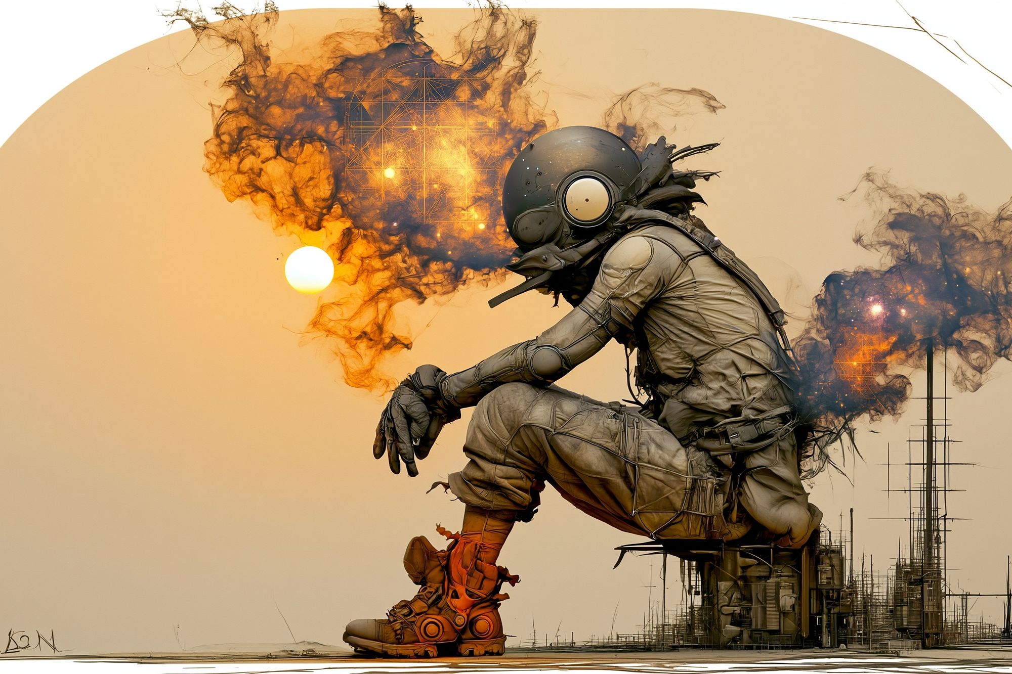 Futuristic Astronaut Silhouette Print. poster — space art