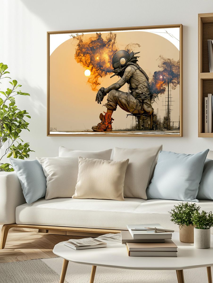 Futuristic Astronaut Silhouette Print. — room view 2