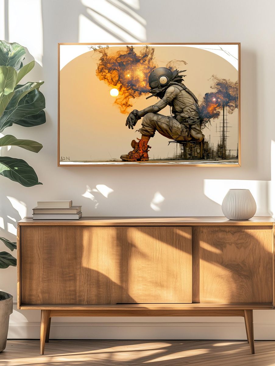 Futuristic Astronaut Silhouette Print. — room view 3