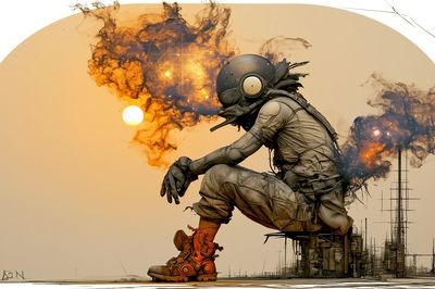 Futuristic Astronaut Silhouette Print. poster