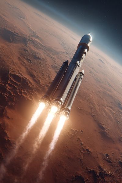 Mars Rocket Launch Space Print.