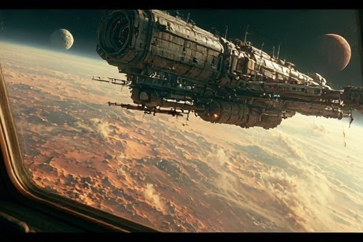 Space Station Over Planet — Sci-Fi Print. poster — space art