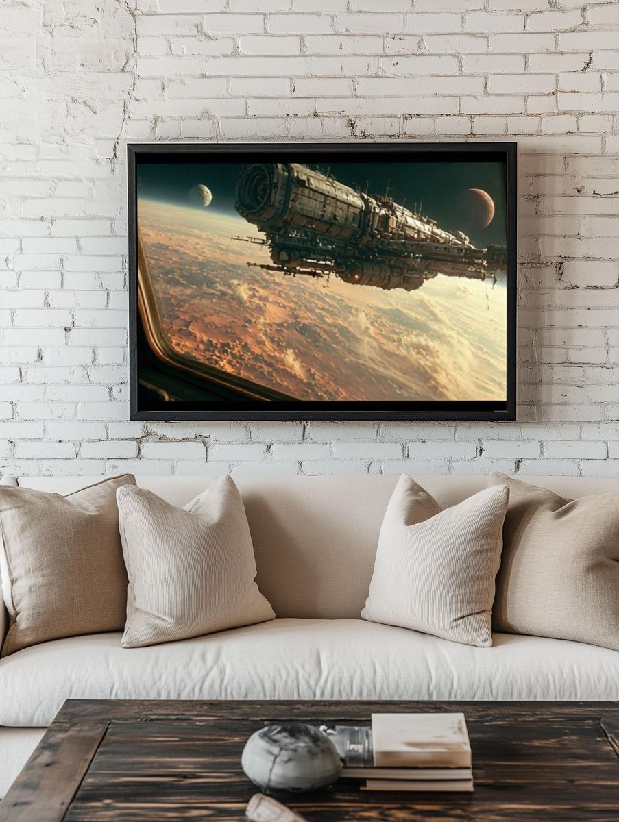 Space Station Over Planet — Sci-Fi Print. room preview