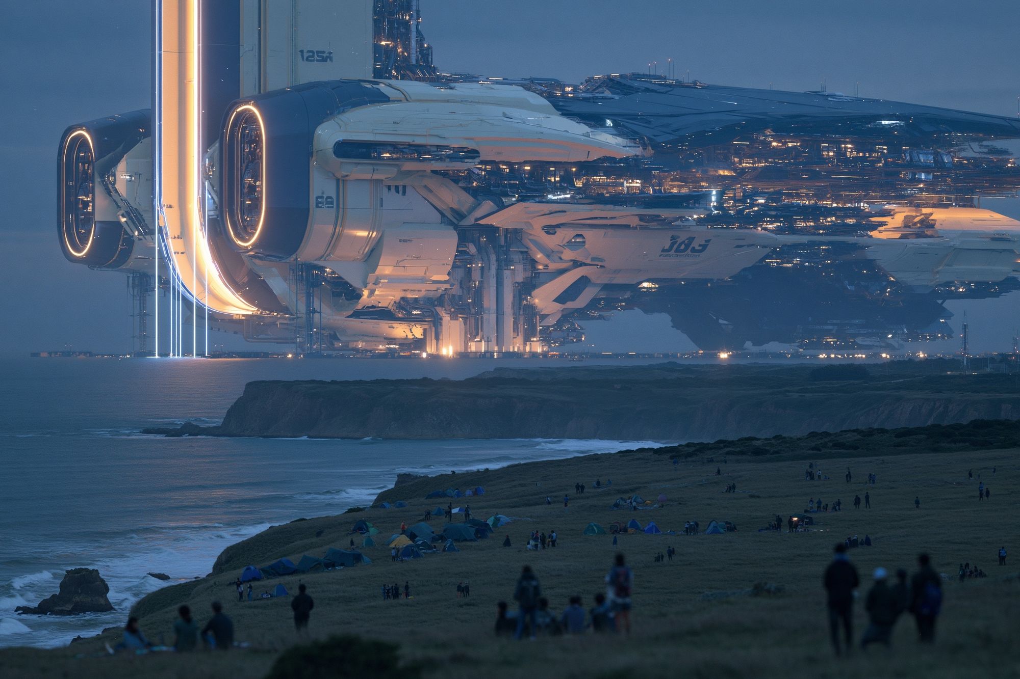 Futuristic Spacecraft Coastline Print. poster detail