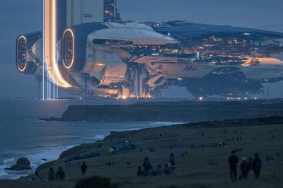 Futuristic Spacecraft Coastline Print.