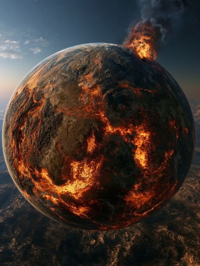 Burning Planet Space Poster. poster