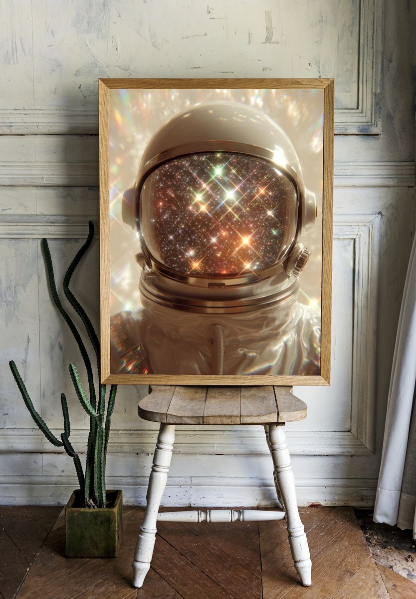 Cosmic Astronaut Portrait Print. — room view 1