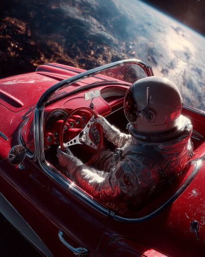 Astronaut Roadster in Orbit Print