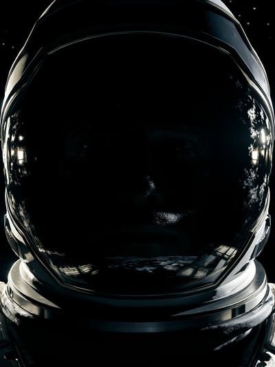 Astronaut Helmet Portrait Print. poster