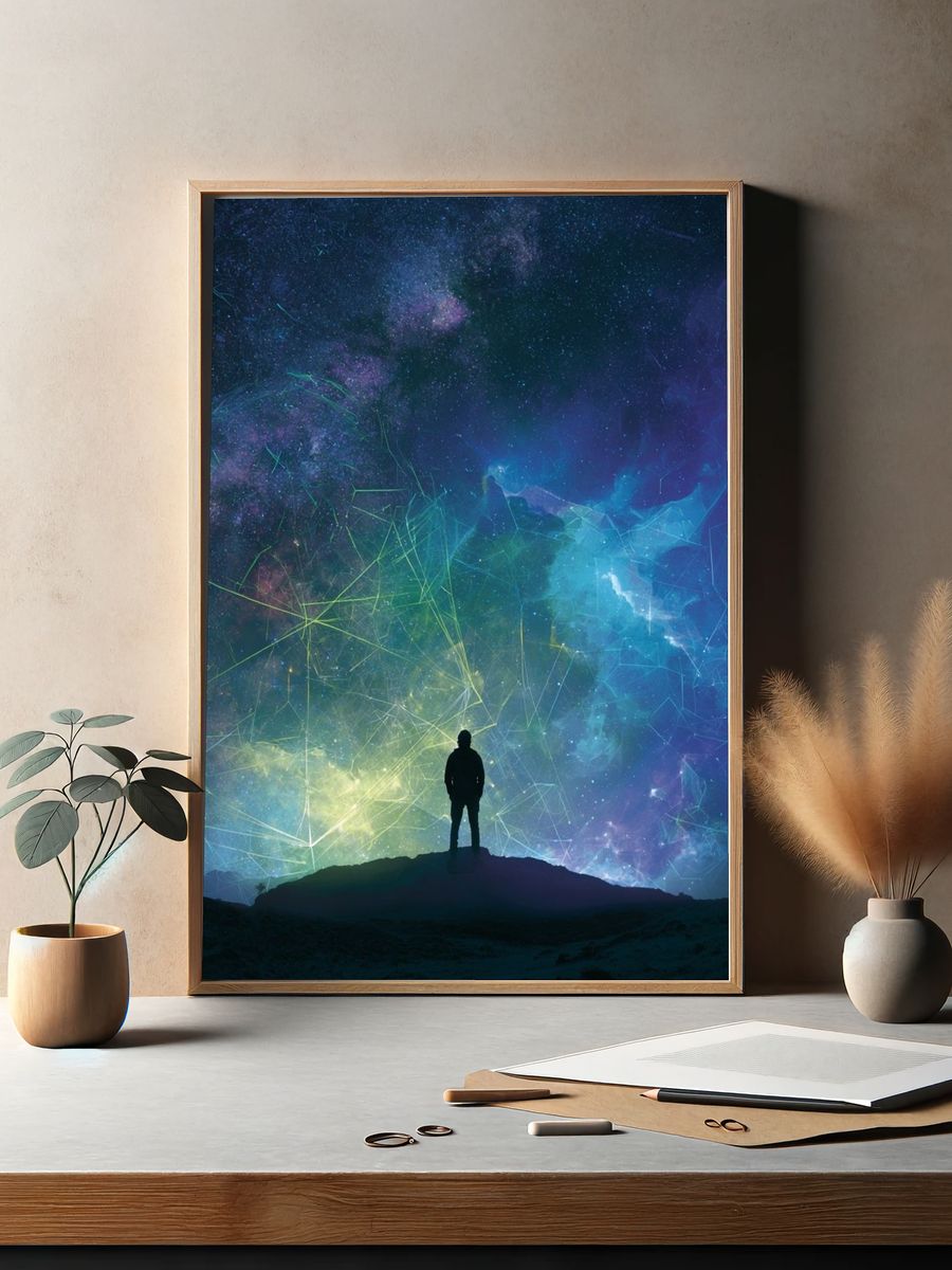 Cosmic Silhouette Digital Art Poster. — room view 2