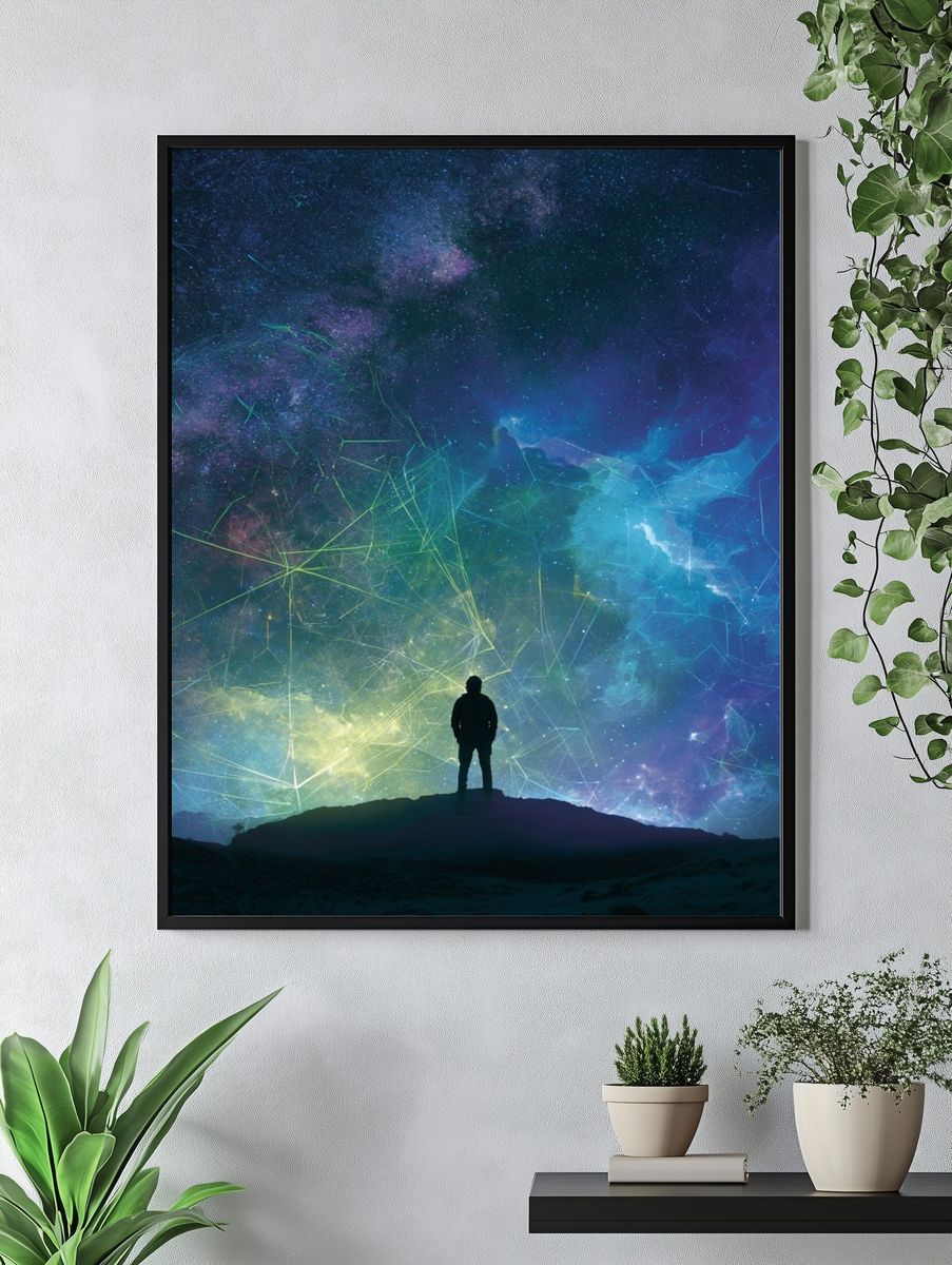 Cosmic Silhouette Digital Art Poster. — room view 4