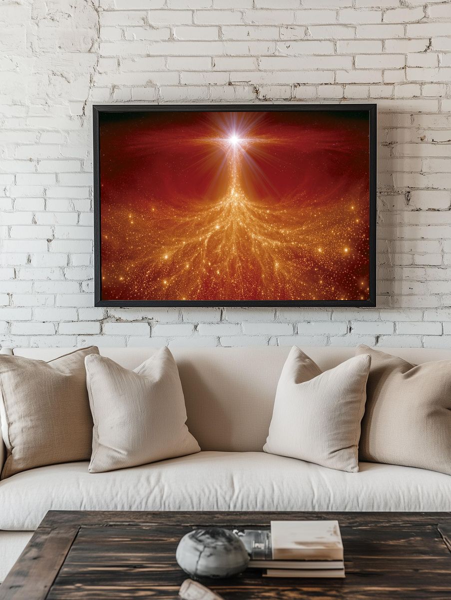 Celestial Light Burst Space Poster. — room view 1