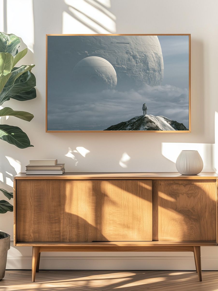 Astronaut and Moon Base Sci-Fi Print. — room view 3