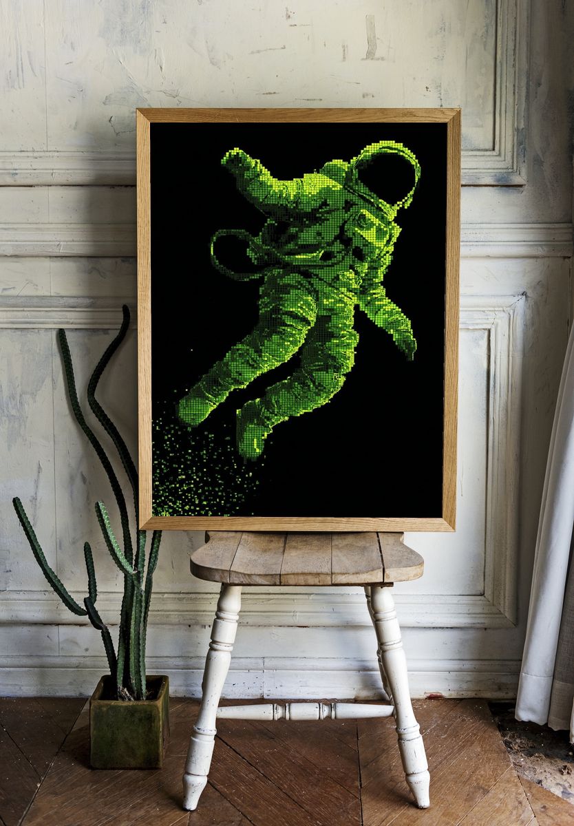 Pixel Astronaut Digital Art Poster. — room view 1