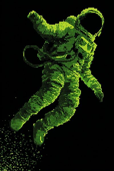 Pixel Astronaut Digital Art Poster. poster