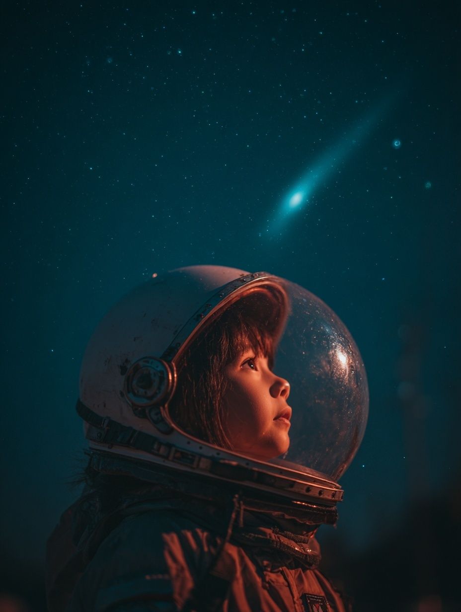 Astronaut Child in Starlight Poster. poster — space art