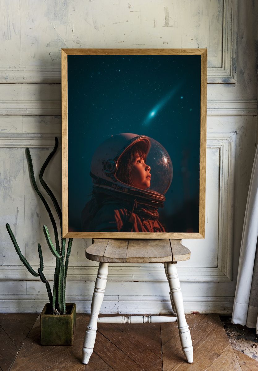 Astronaut Child in Starlight Poster. — room view 1