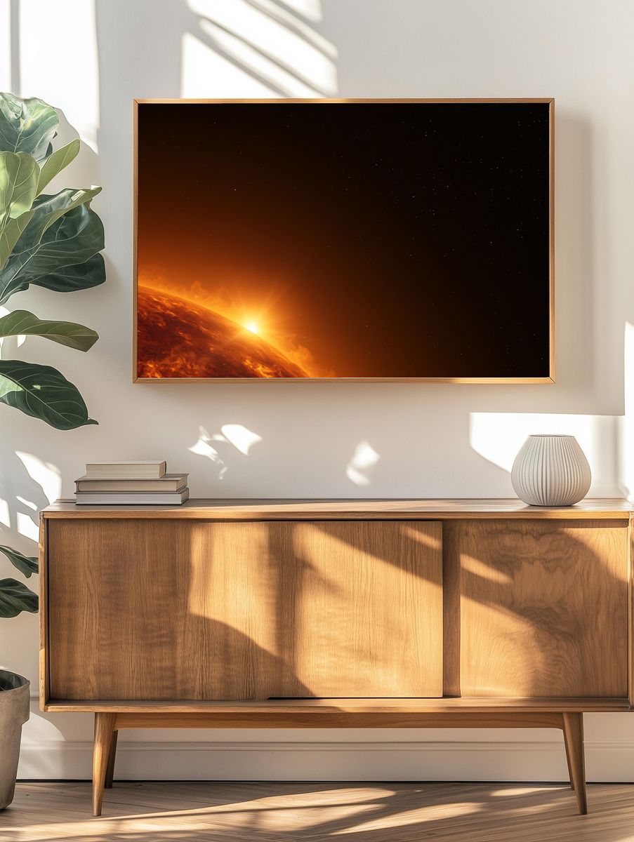 Fiery Sun Horizon Space Print. — room view 3