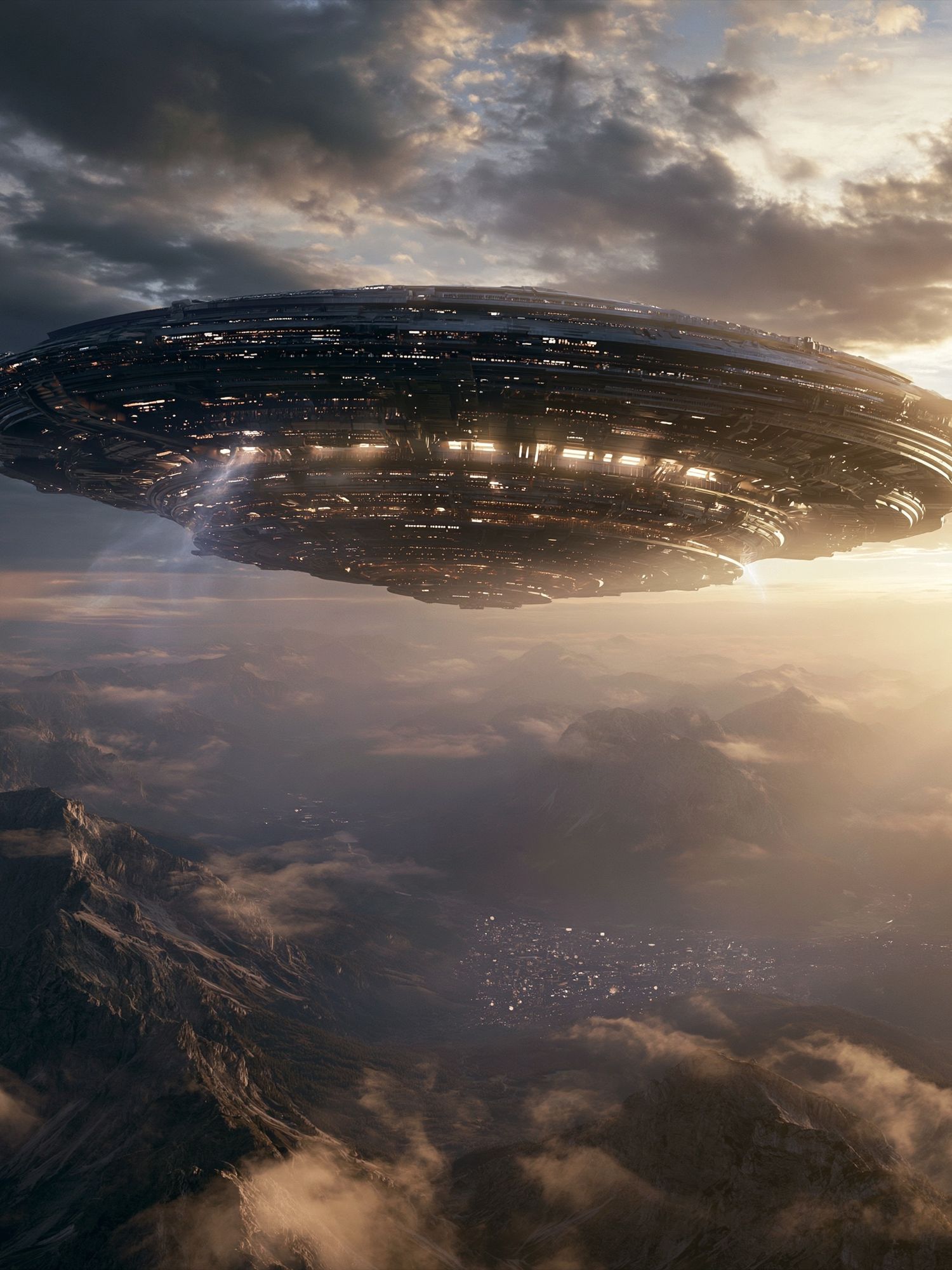 Alien Mothership Sunset Poster. poster — space art