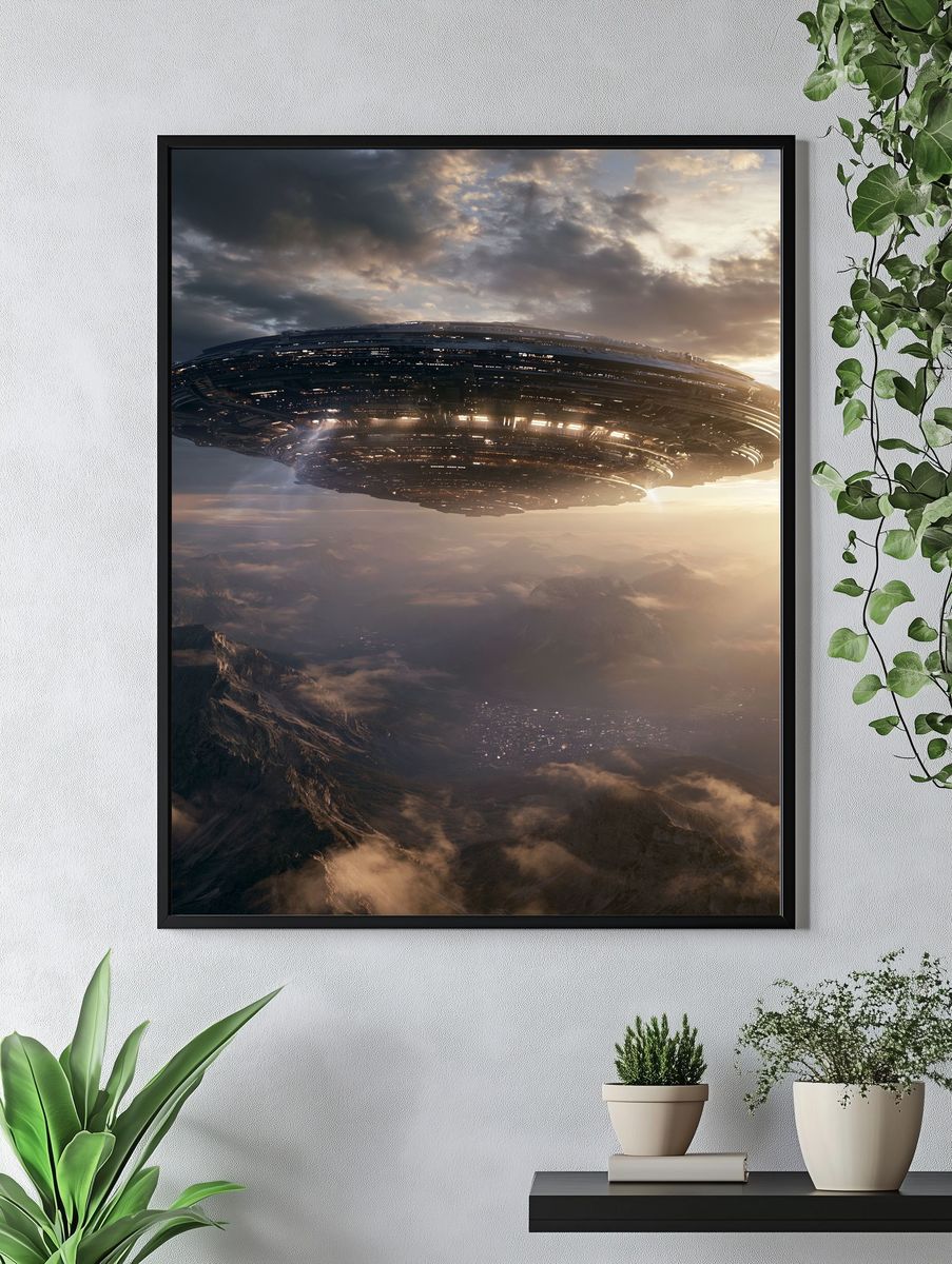 Alien Mothership Sunset Poster. — room view 4
