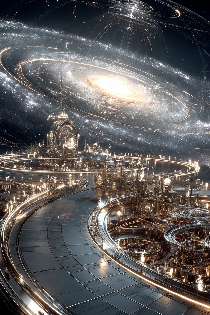 Celestial Orbital City Sci-Fi Poster. poster — space art