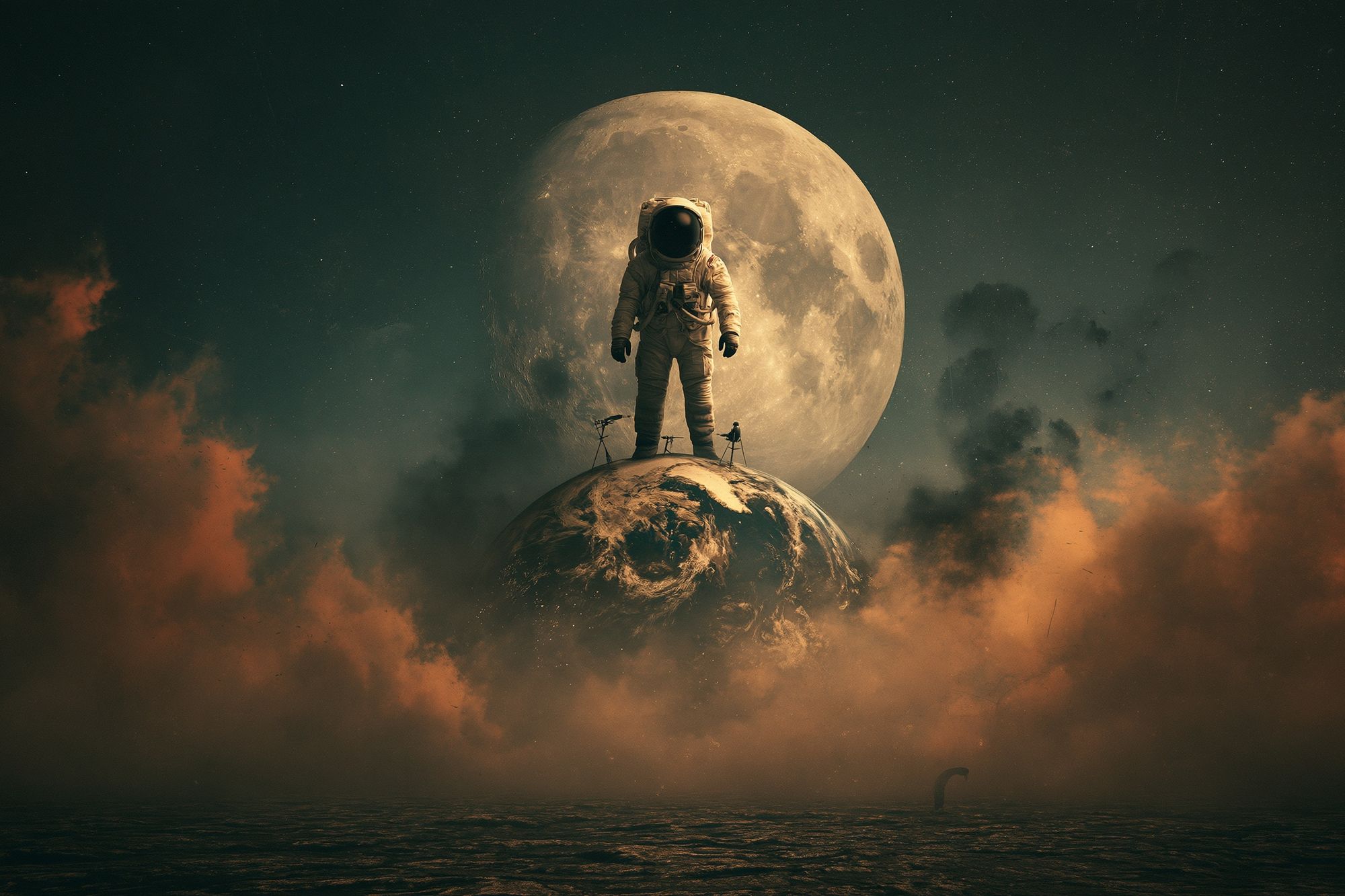 Astronaut Moonscape Sci-Fi Poster. poster detail