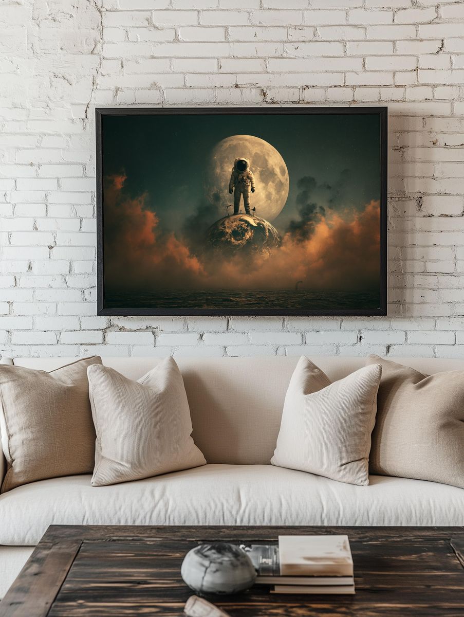 Astronaut Moonscape Sci-Fi Poster. — room view 1