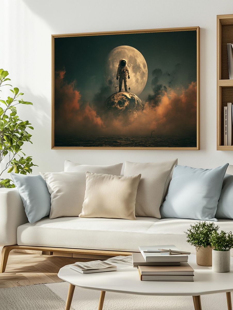 Astronaut Moonscape Sci-Fi Poster. — room view 2