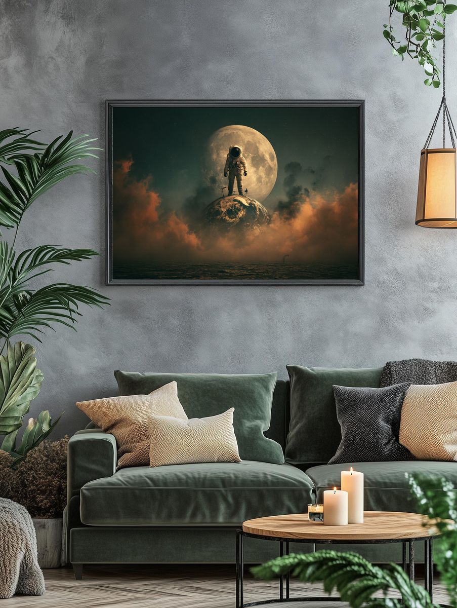 Astronaut Moonscape Sci-Fi Poster. — room view 4
