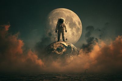 Astronaut Moonscape Sci-Fi Poster. poster