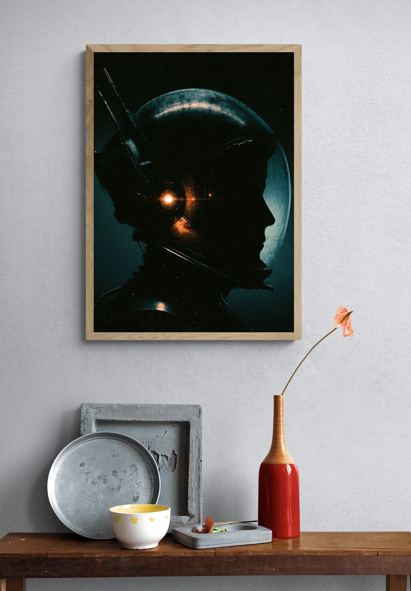 Astronaut Silhouette Sci-Fi Print. — room view 3