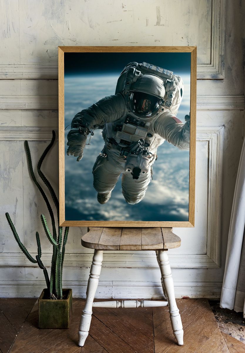 Astronaut Floating in Space Poster. — room view 1